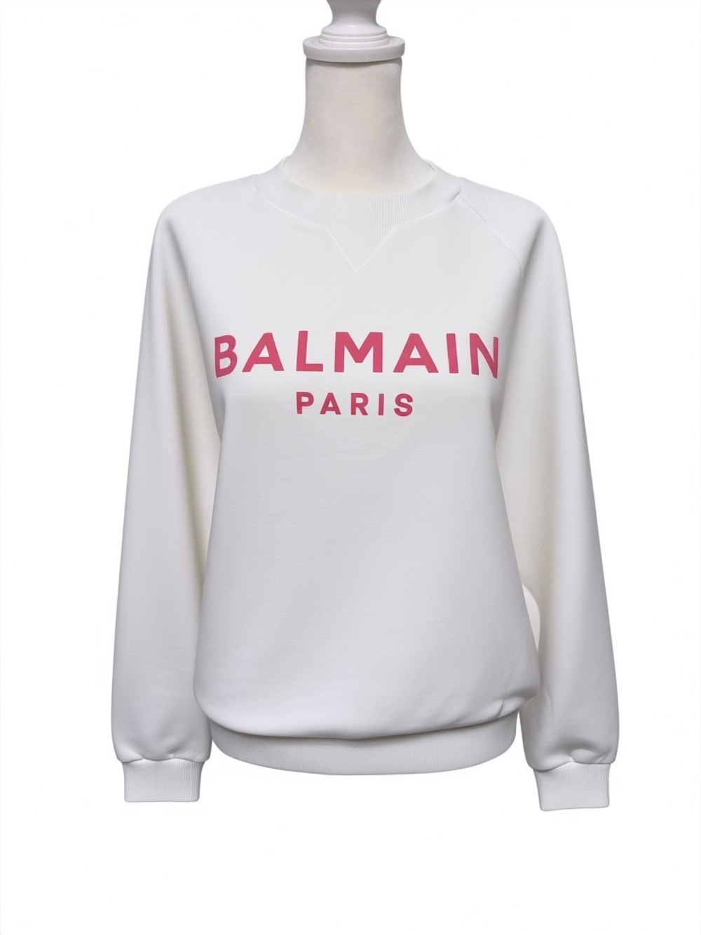 Balmain Printed Logo Sweatshirt 'Blanc/Rose' Size XS